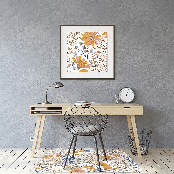 Alfombra silla ordenador Flores pintadas