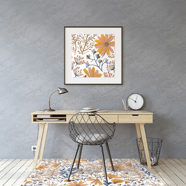 Alfombra silla ordenador Flores pintadas