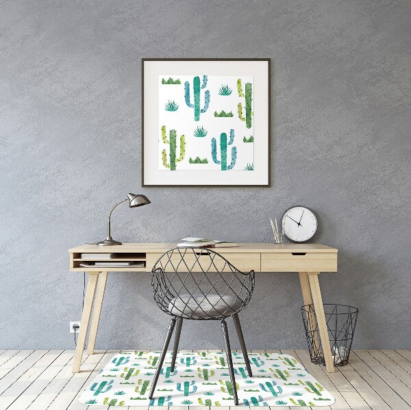 Alfombra silla ordenador Cactus pintados