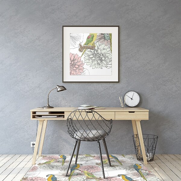 Alfombra para silla de escritorio Loro y flores