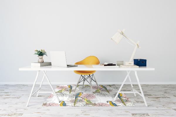 Alfombra para silla de escritorio Loro y flores