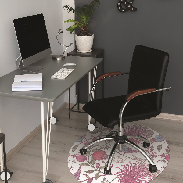 Alfombra para silla de escritorio Pájaros y flores