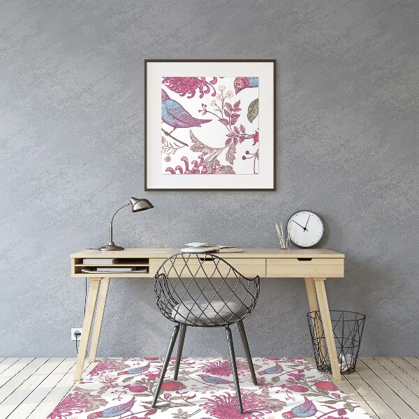 Alfombra para silla de escritorio Pájaros y flores