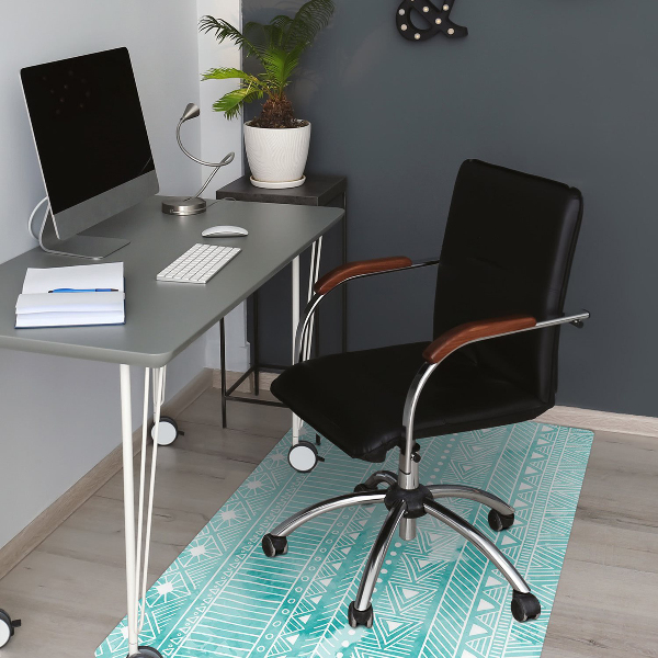 Alfombra para silla de escritorio Turquesa geométrica