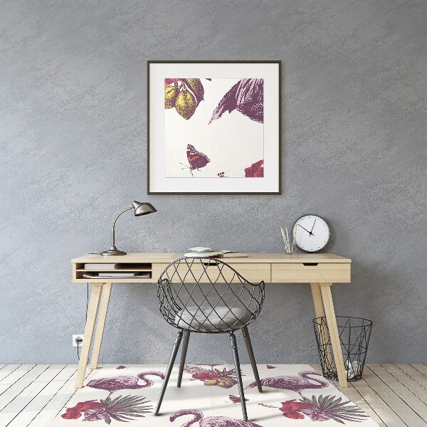 Alfombra para silla de escritorio Flamenco y hibisco