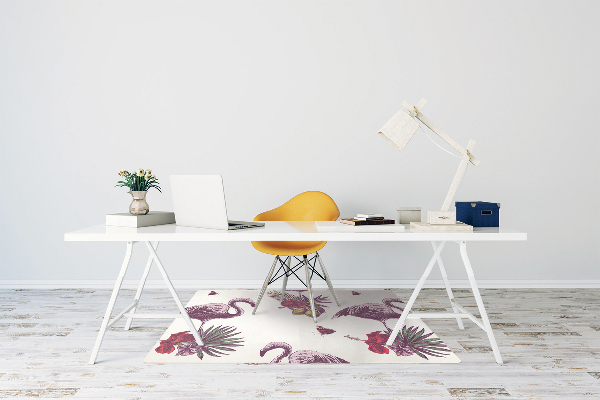 Alfombra para silla de escritorio Flamenco y hibisco
