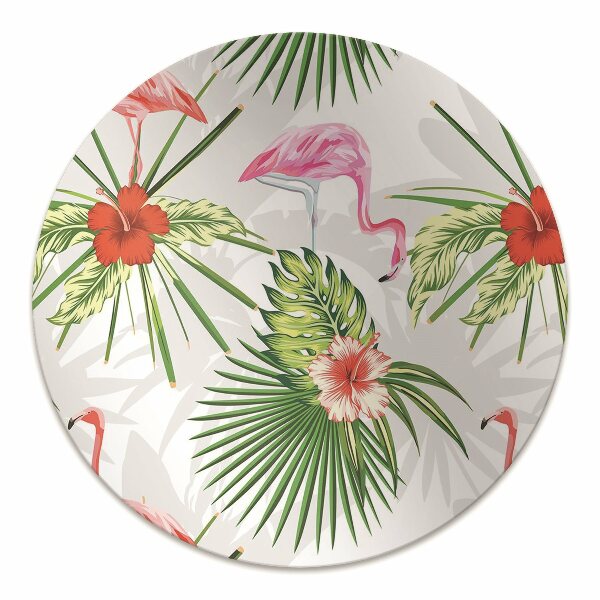 Alfombra silla ordenador Flamencos y flores