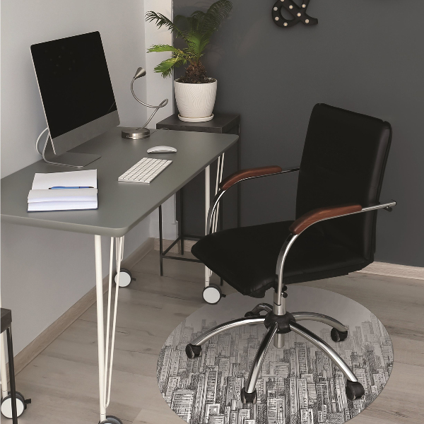 Alfombra para silla de escritorio Ciudad en blanco y negro