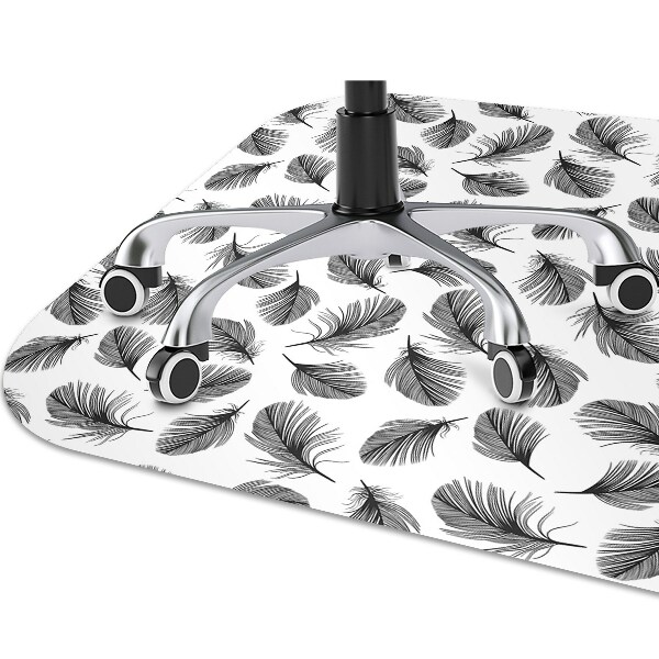 Alfombra protectora suelo para silla Plumas en blanco y negro