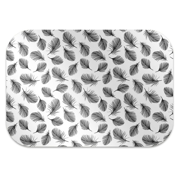 Alfombra protectora suelo para silla Plumas en blanco y negro