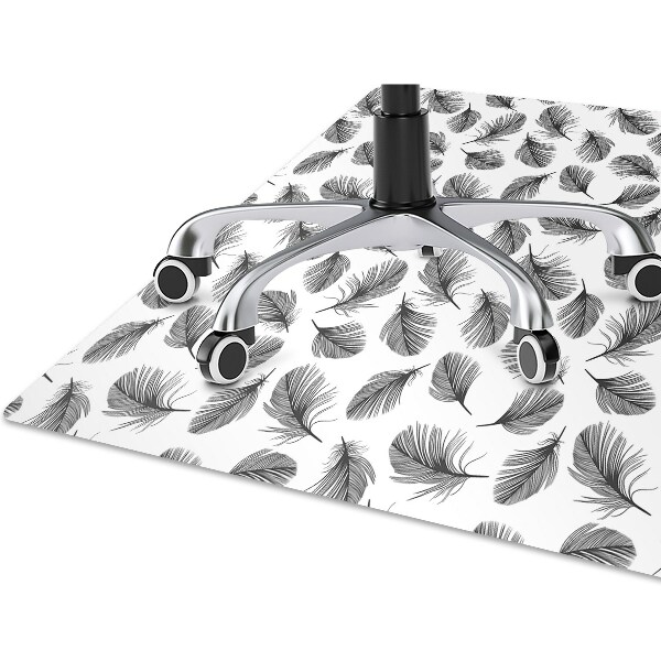 Alfombra protectora suelo para silla Plumas en blanco y negro