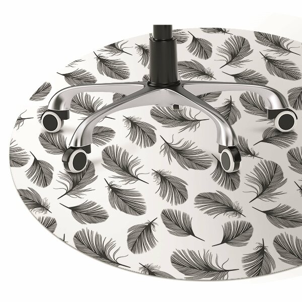 Alfombra protectora suelo para silla Plumas en blanco y negro