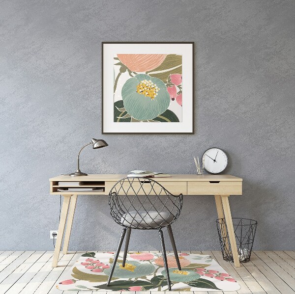 Alfombra para silla de escritorio Flores pintadas
