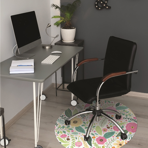 Alfombra para silla de escritorio Flores coloridas