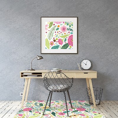 Alfombra para silla de escritorio Flores coloridas
