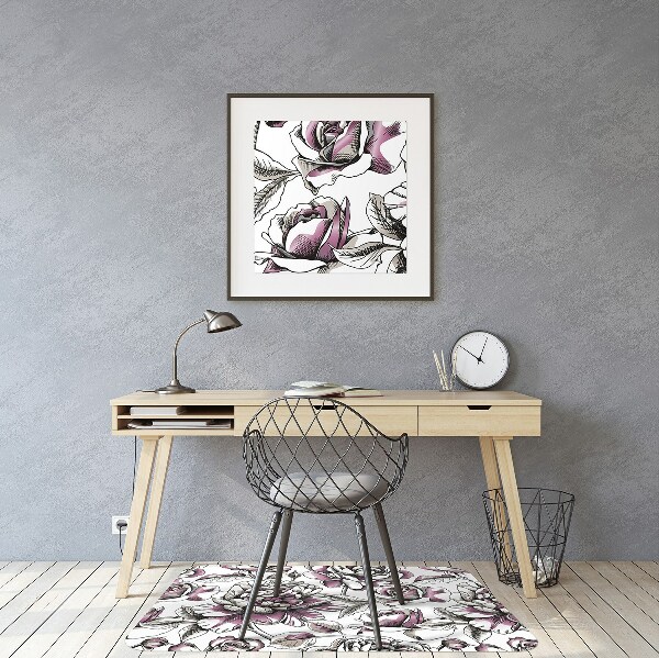 Alfombra para silla de escritorio Rosas