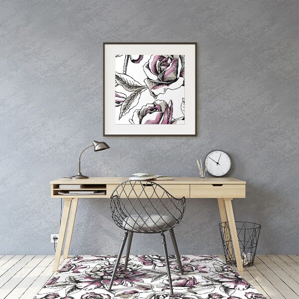 Alfombra para silla de escritorio Rosas