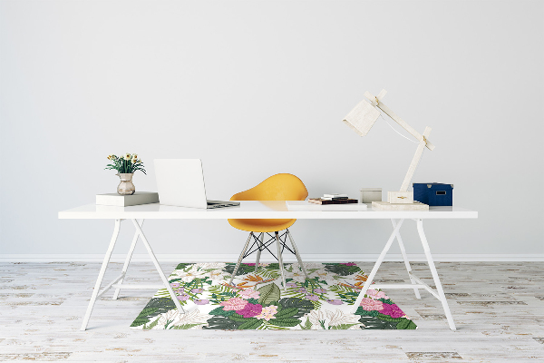 Alfombra para silla de escritorio Flores exóticas