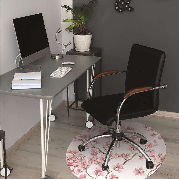 Alfombrilla para silla de escritorio Flores rosadas