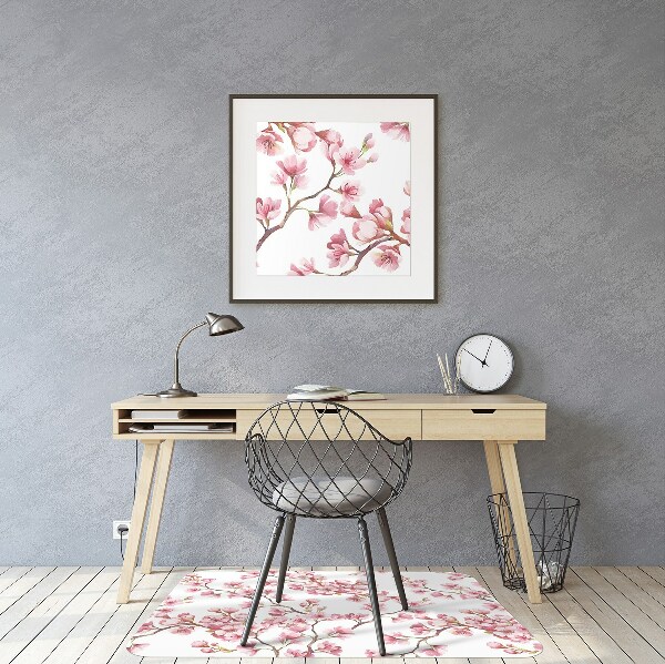 Alfombrilla para silla de escritorio Flores rosadas