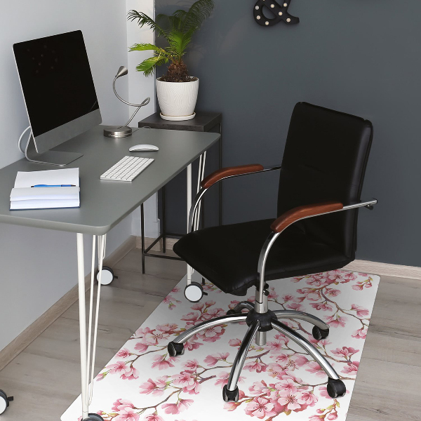 Alfombrilla para silla de escritorio Flores rosadas