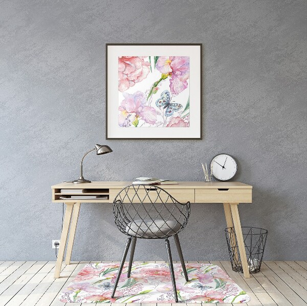 Alfombra silla ordenador Peonies flores