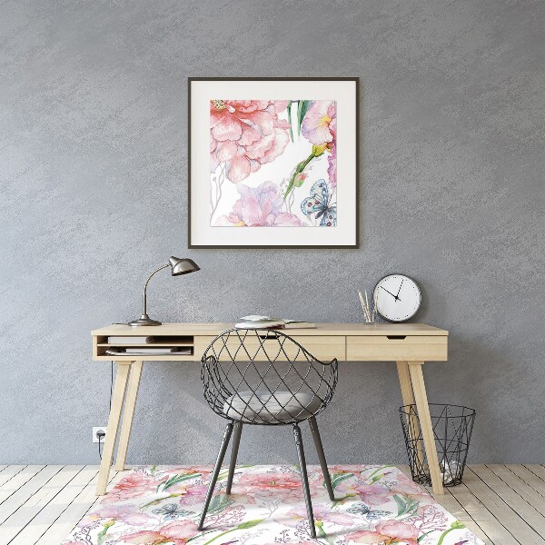 Alfombra silla ordenador Peonies flores