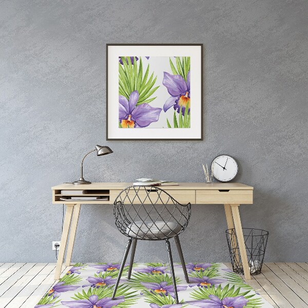 Alfombra silla ordenador Flores moradas