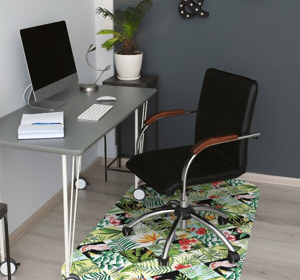 Alfombra para silla de escritorio Flores y pájaros