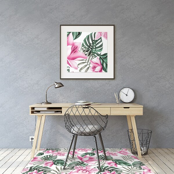 Alfombra silla ordenador Jardín rosa