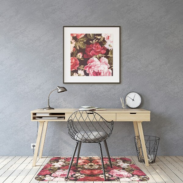 Alfombra silla ordenador Rosas rojas