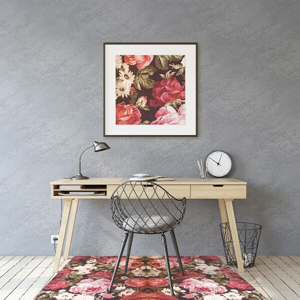 Alfombra silla ordenador Rosas rojas