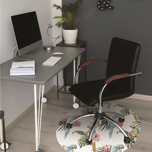 Alfombra para silla de escritorio Loros y flores