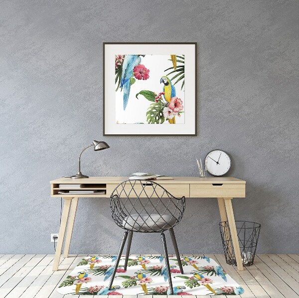 Alfombra para silla de escritorio Loros y flores