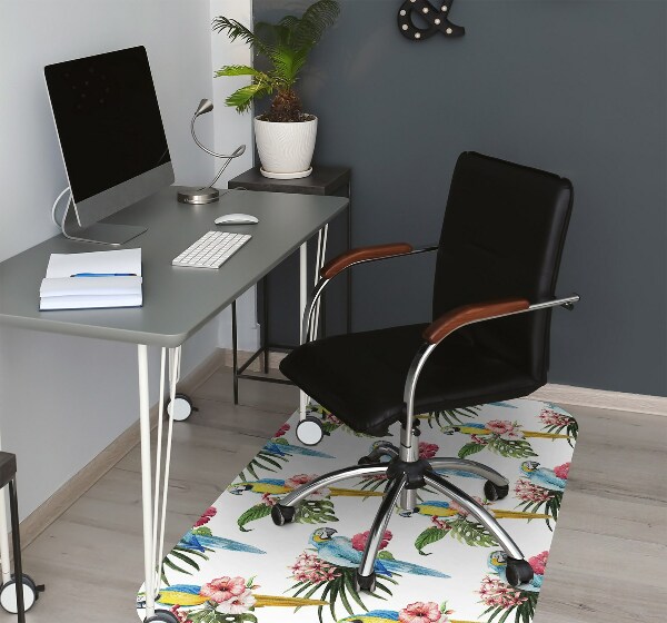 Alfombra para silla de escritorio Loros y flores