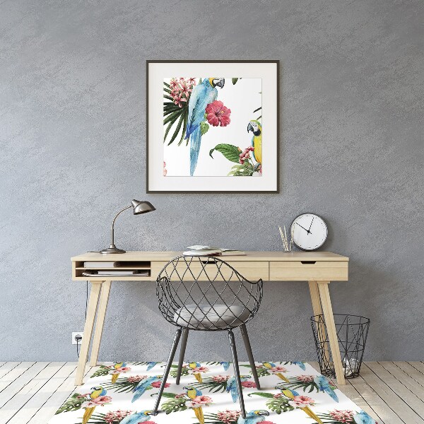 Alfombra para silla de escritorio Loros y flores