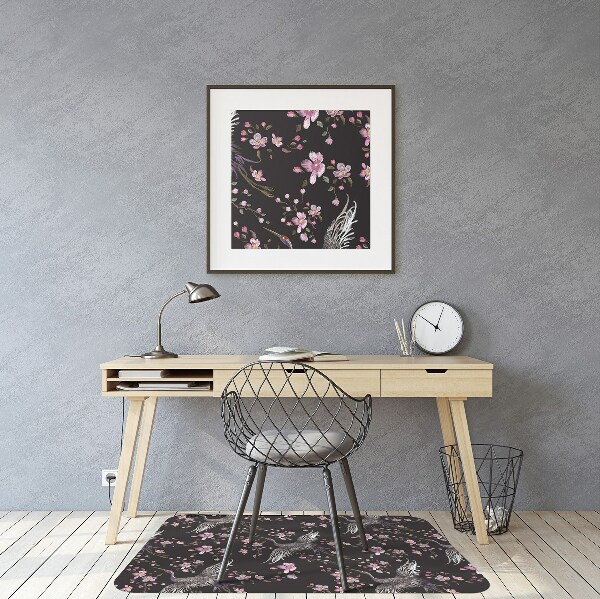 Alfombra silla ordenador Garzas y flores