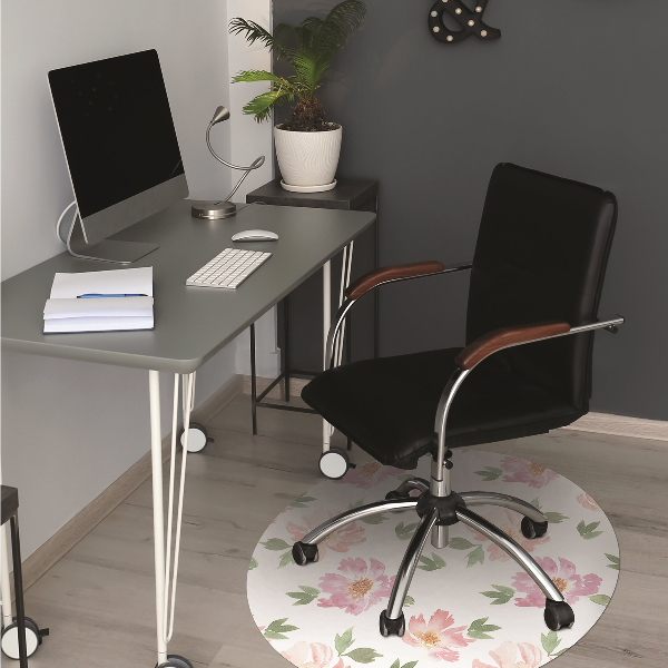 Alfombra para silla de escritorio Flores de acuarela