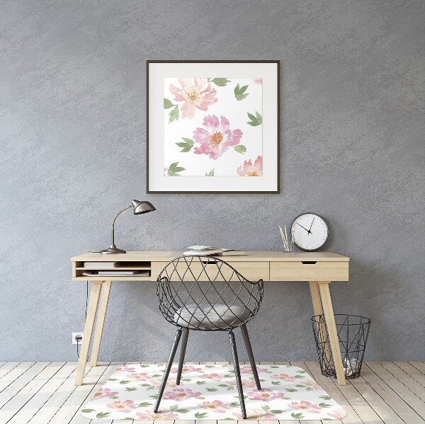 Alfombra para silla de escritorio Flores de acuarela