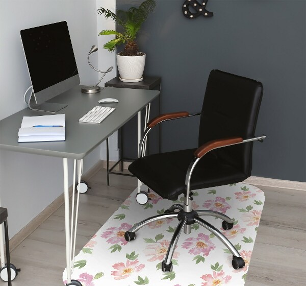 Alfombra para silla de escritorio Flores de acuarela