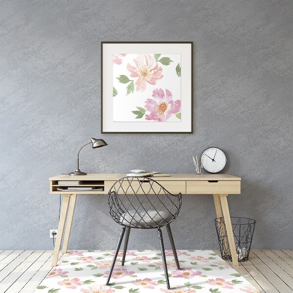 Alfombra para silla de escritorio Flores de acuarela