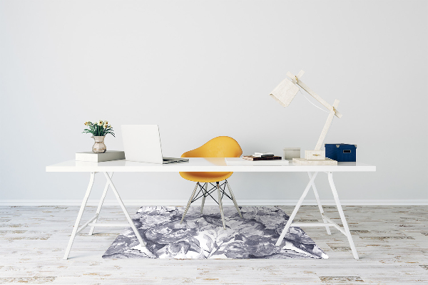 Alfombrilla para silla de escritorio Flores grises