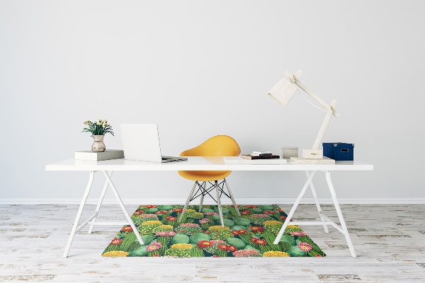 Alfombra silla ordenador Cactus con flores
