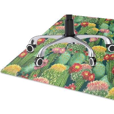 Alfombra silla ordenador Cactus con flores