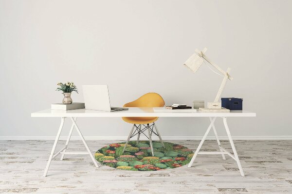 Alfombra silla ordenador Cactus con flores