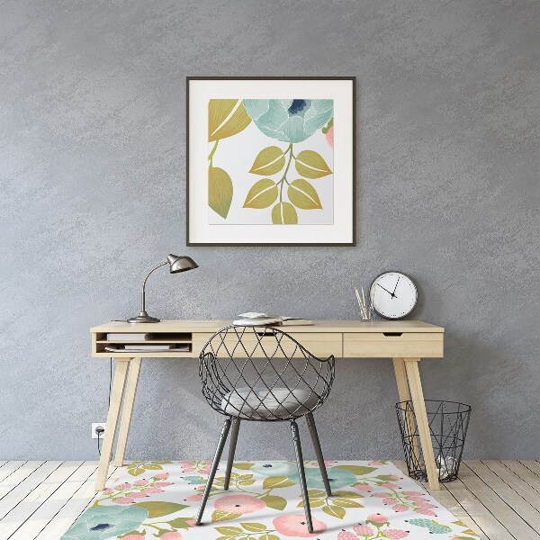 Alfombra para silla de escritorio Flores de primavera