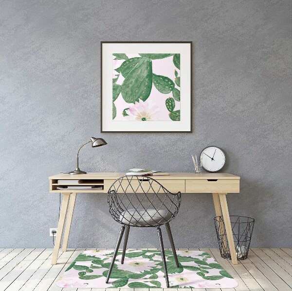 Alfombra para silla de escritorio Cactus con flores
