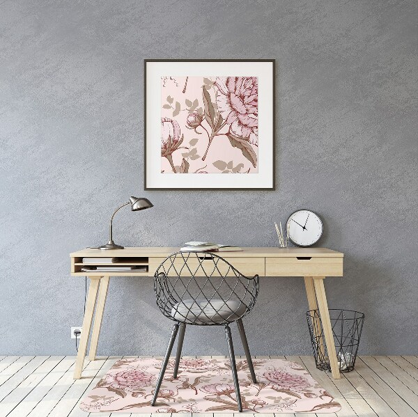 Alfombra silla ordenador Peonies pink