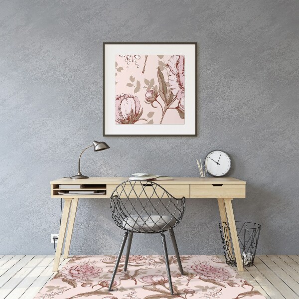 Alfombra silla ordenador Peonies pink