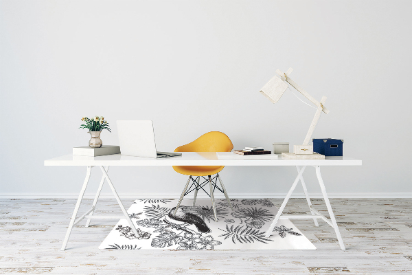 Alfombra silla ordenador Tropics en blanco y negro